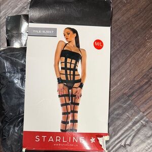Starline Black Strappy Cage Bodysuit Chemise (M/L)